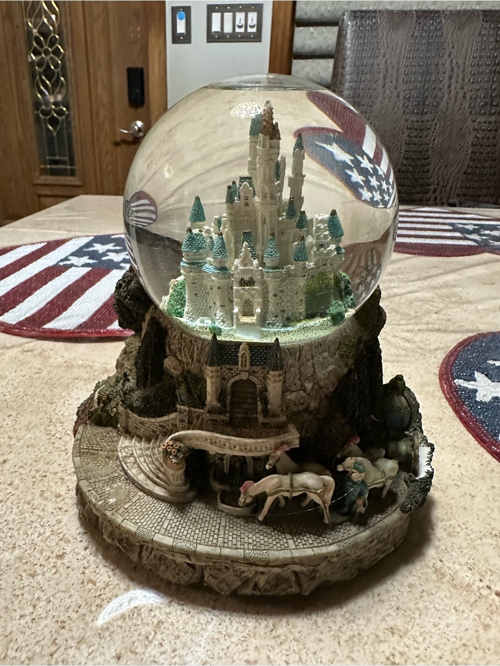 Disney Castle Snow Globe with Turquoise Roof Accents